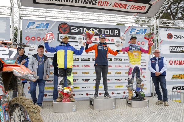 Pernes-Les-Fontaines - podium MX2 1-Guyon 2-Teillet 3-Soubeyras