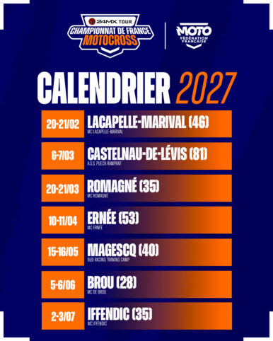 Sept épreuves au calendrier 2027 du 24MX TOUR Sept épreuves au calendrier 2027 du 24MX TOUR
